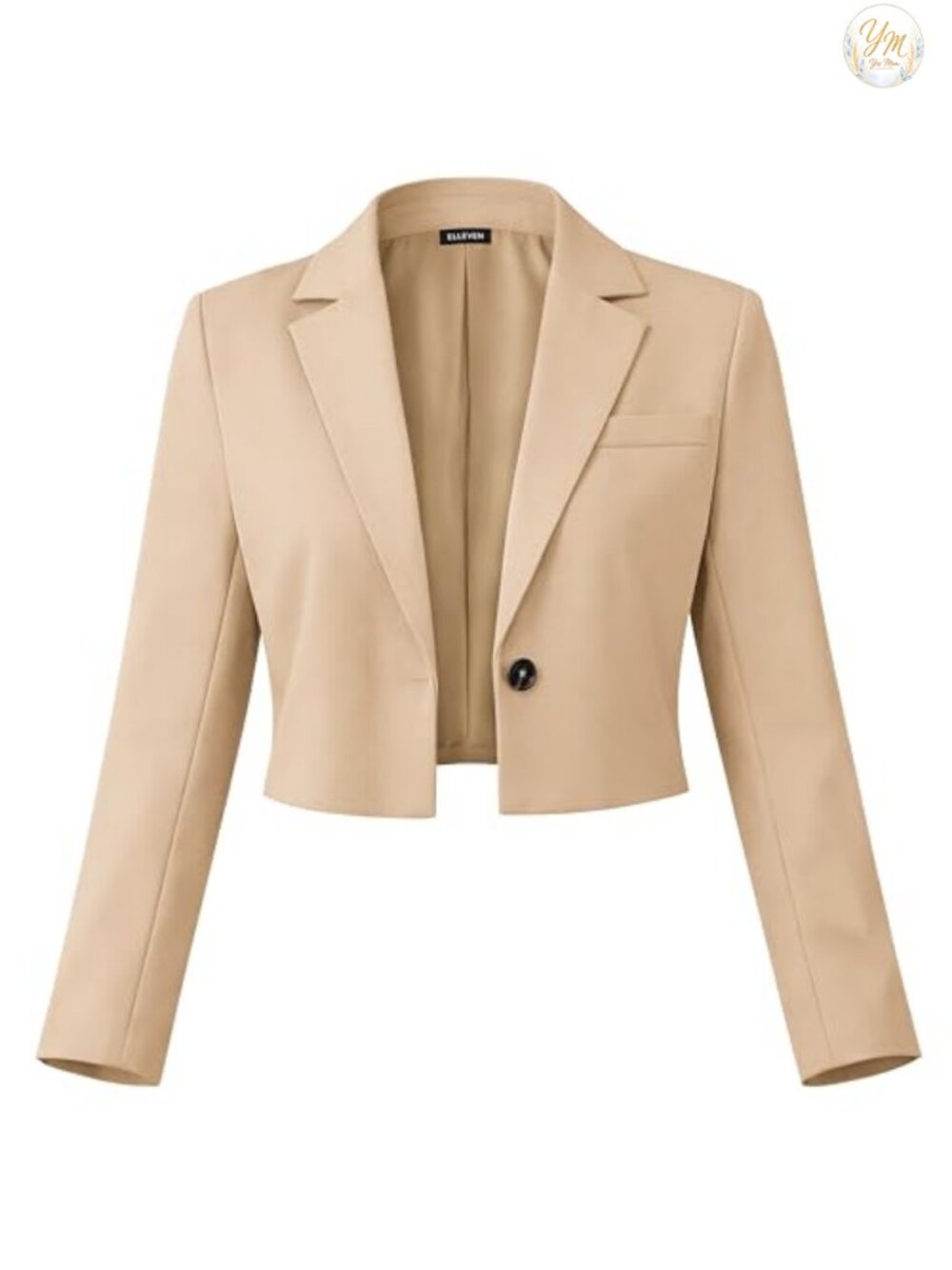 Cropped Blazer Women Business Casual Suit Jacket Notch Lapel Long Sleeve Slim